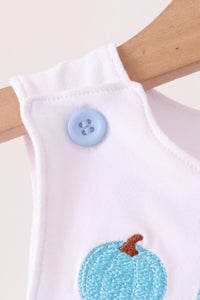 Blue pumpkin embroidery gingham jonjon