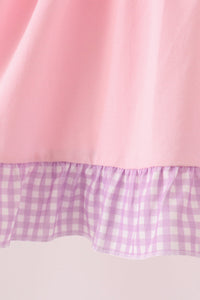 Pink goose embroidery ruffle dress