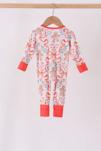 Coral gingerbread bamboo zipper romper