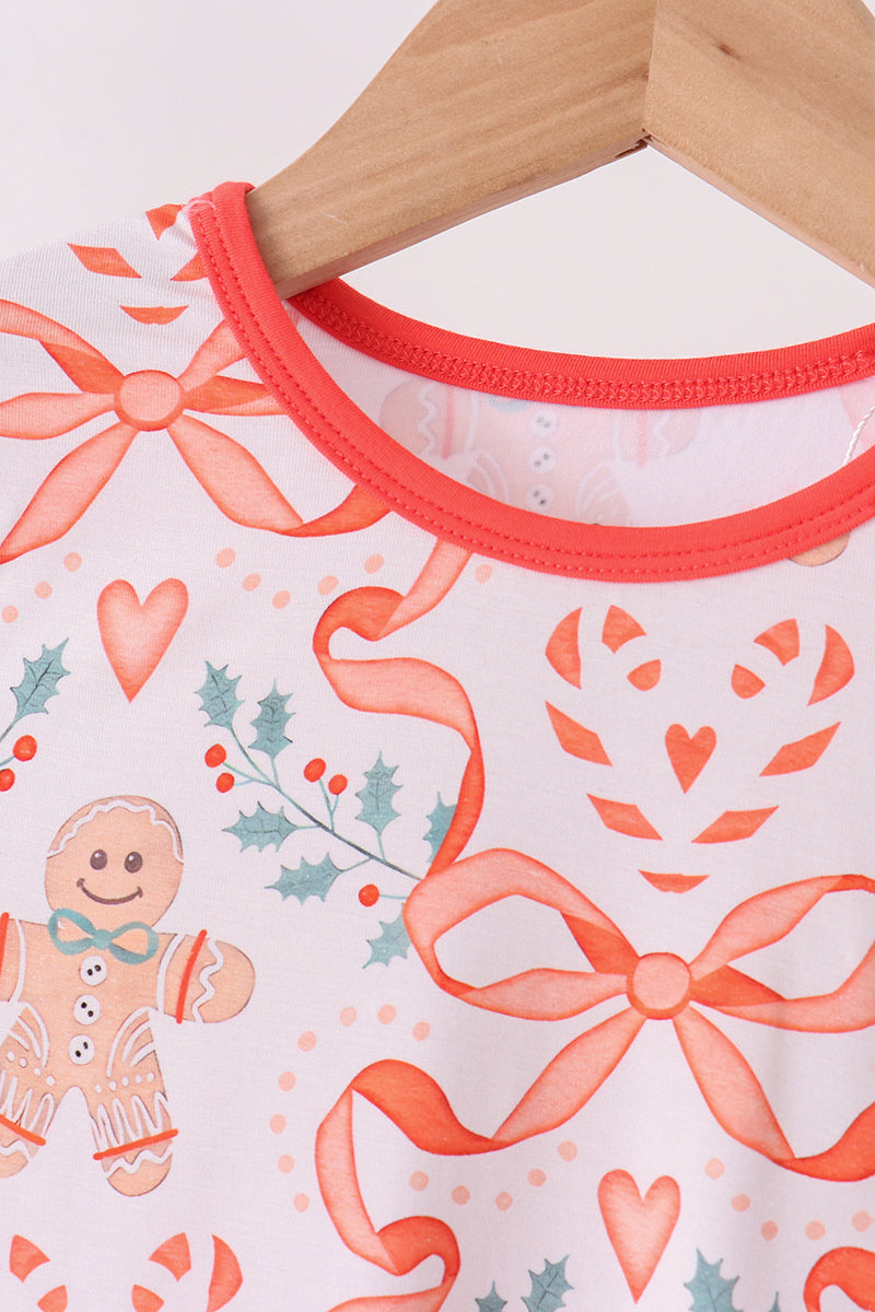 Coral Gingerbread Bamboo Ruffle Pants Set for Little Girls - The Palm Beach Baby