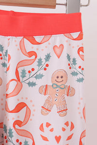 Coral gingerbread bamboo ruffle pants set