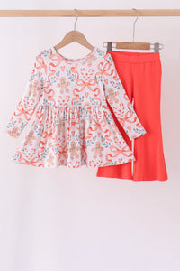 Coral gingerbread bamboo pants set