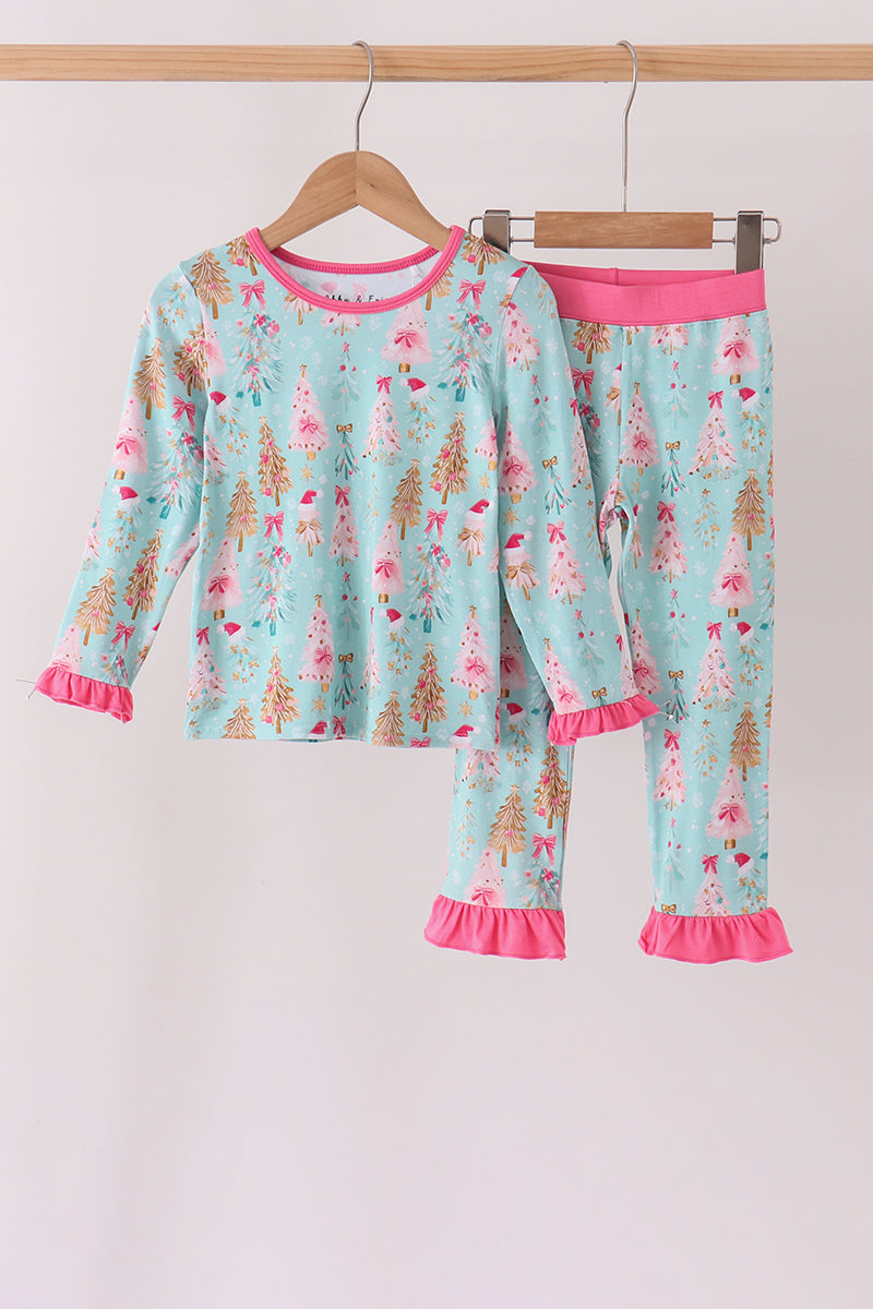 Green Christmas Tree Bamboo Pajama Set - The Palm Beach Baby