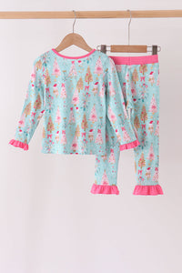 Green christmas tree bamboo pajama set