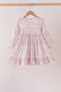 Pink Pumpkin Ruffle Dress for Fall - Frilly Accents - The Palm Beach Baby