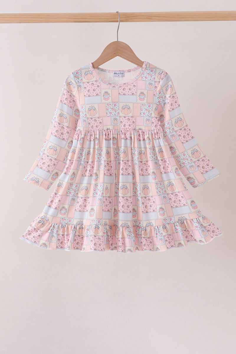 Pink Pumpkin Ruffle Dress for Fall - Frilly Accents - The Palm Beach Baby