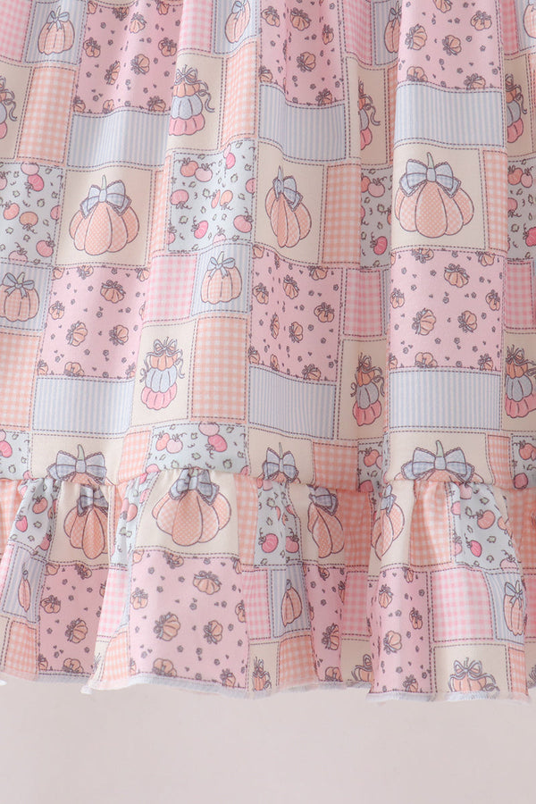Pink Pumpkin Ruffle Dress for Fall - Frilly Accents