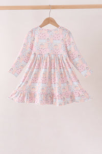 Pink Pumpkin Ruffle Dress for Fall - Frilly Accents - The Palm Beach Baby