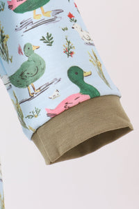 Green mallard embroidery romper
