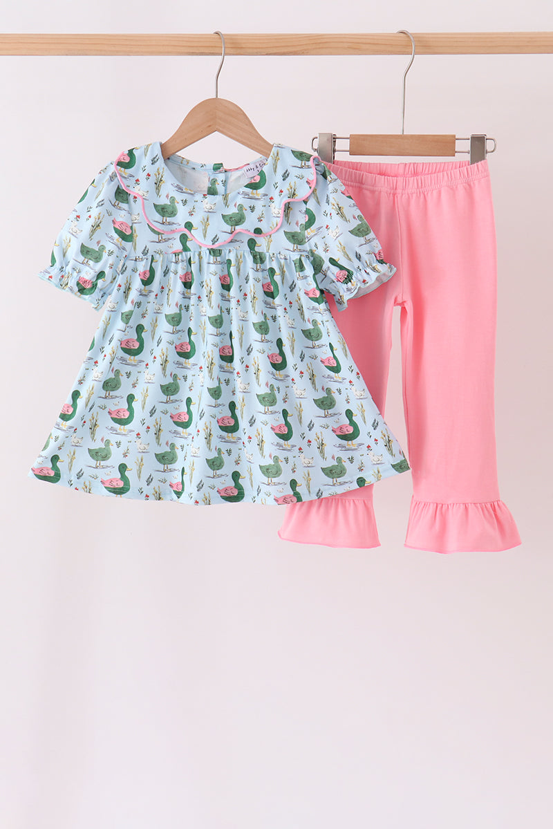 Green Mallard Ruffle  Pants Set - The Palm Beach Baby