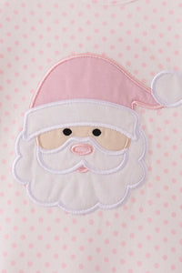 Pink santa claus dot applique ruffle romper