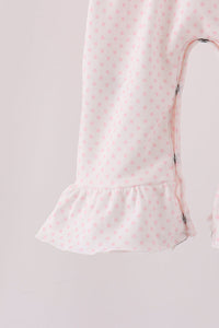 Pink santa claus dot applique ruffle 2pc set