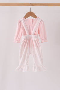 Pink santa claus dot applique ruffle 2pc set