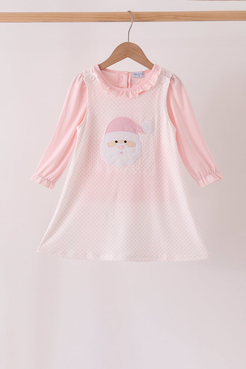 Pink santa claus dot applique 2pc set - The Palm Beach Baby