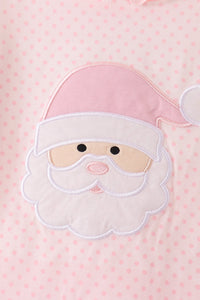 Pink santa claus dot applique 2pc set