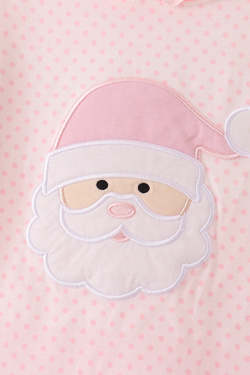 Pink santa claus dot applique 2pc set - The Palm Beach Baby