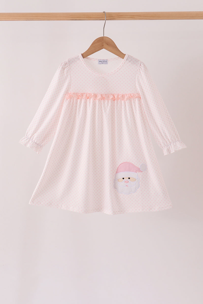 Pink Santa Clause Dot Appliquéd Ruffle Dress - The Palm Beach Baby