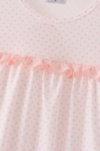 Pink santa claus dot applique ruffle dress