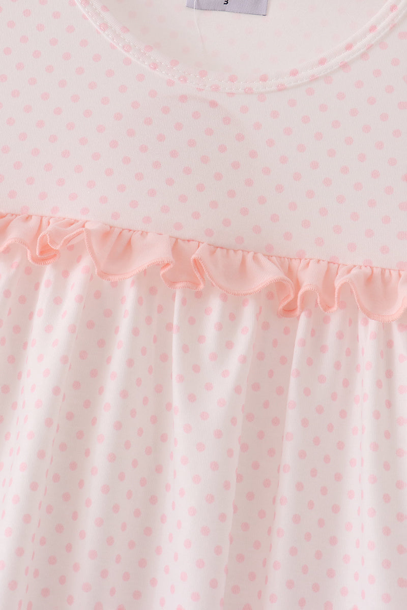 Pink Santa Clause Dot Appliquéd Ruffle Dress - The Palm Beach Baby