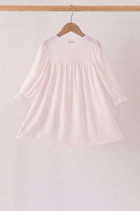 Pink santa claus dot applique ruffle dress