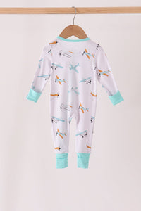 Airplane bamboo zipper romper