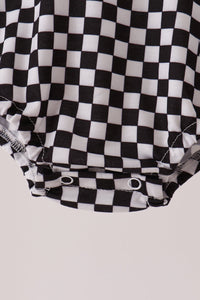 Black car embroidery checkered bubble