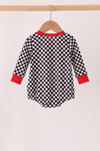 Black car embroidery checkered bubble