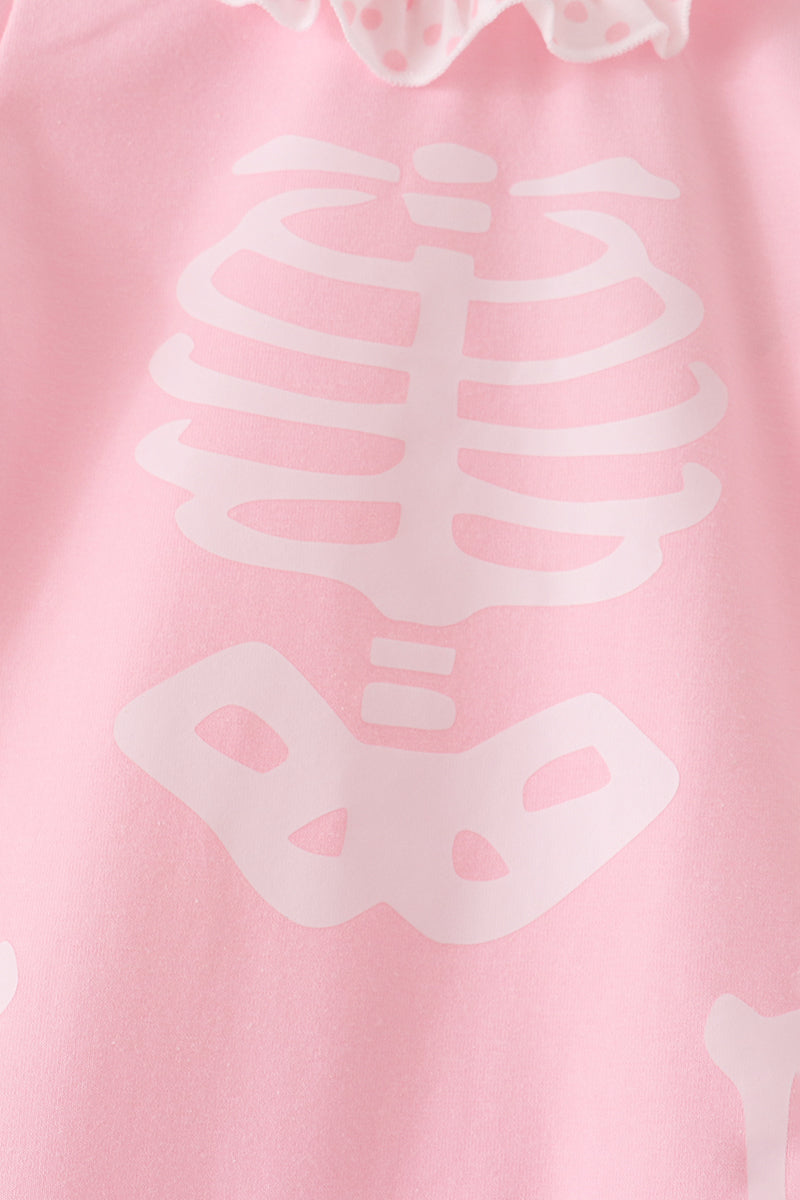 Pink Skeleton Print Ruffle Romper - The Palm Beach Baby