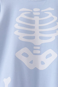 Blue skeleton print romper