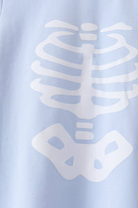 Blue skeleton print pants set
