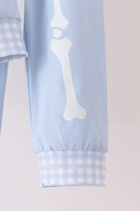 Blue skeleton print pants set