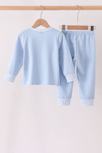 Blue skeleton print pants set