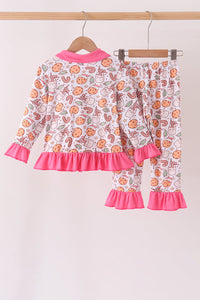 Pink milk cookie bamboo ruffle pajama set
