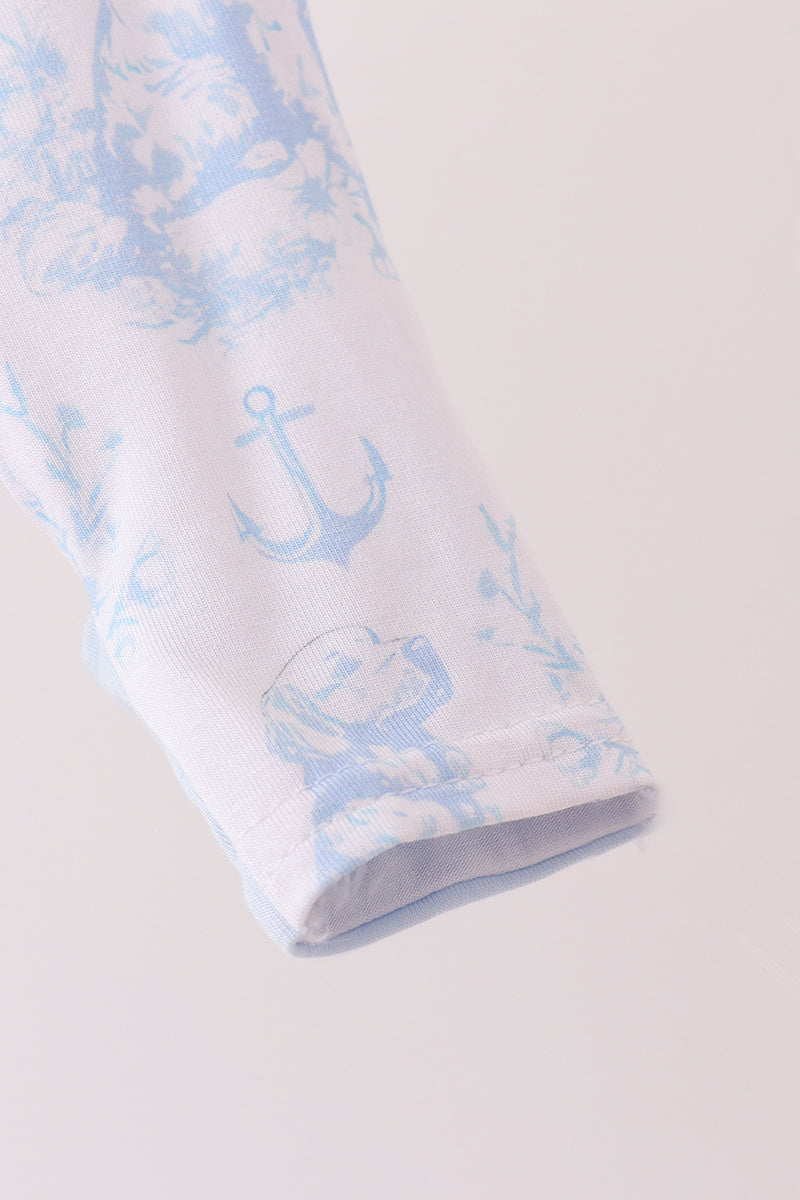 Blue dog bamboo zipper romper - The Palm Beach Baby