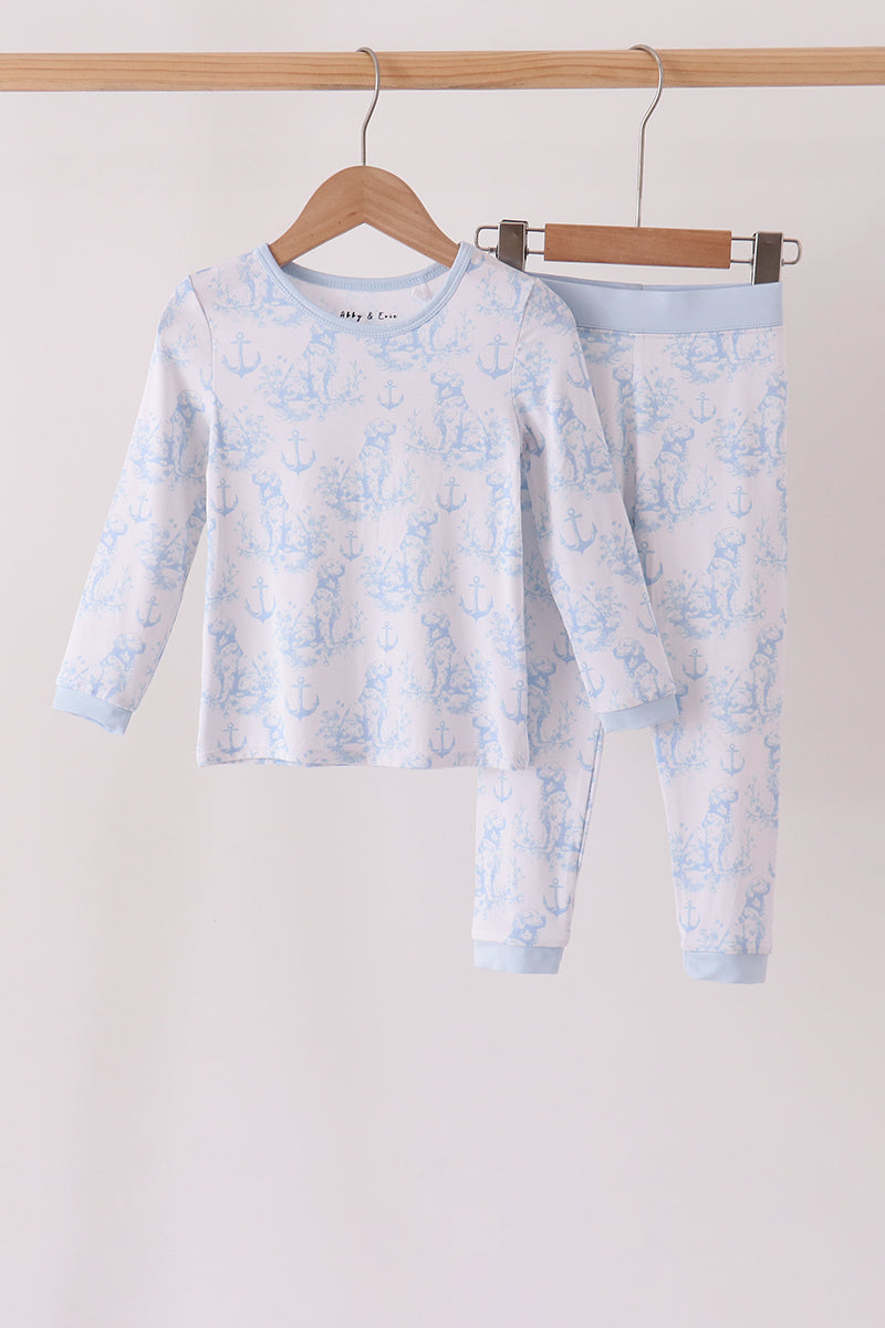 Blue dog bamboo pajama set - The Palm Beach Baby