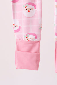 Pink Santa Zip Bamboo Romper