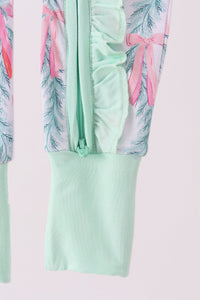 Green bow christmas tree bamboo zipper romper