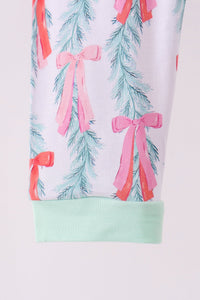 Green bow christmas tree bamboo pants set