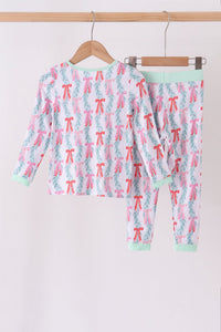 Green bow christmas tree bamboo pants set