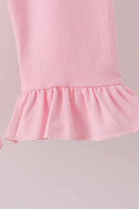 Pink pumpkin ruffle pants set