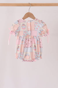 Pink pumpkin embroidery ruffle bubble