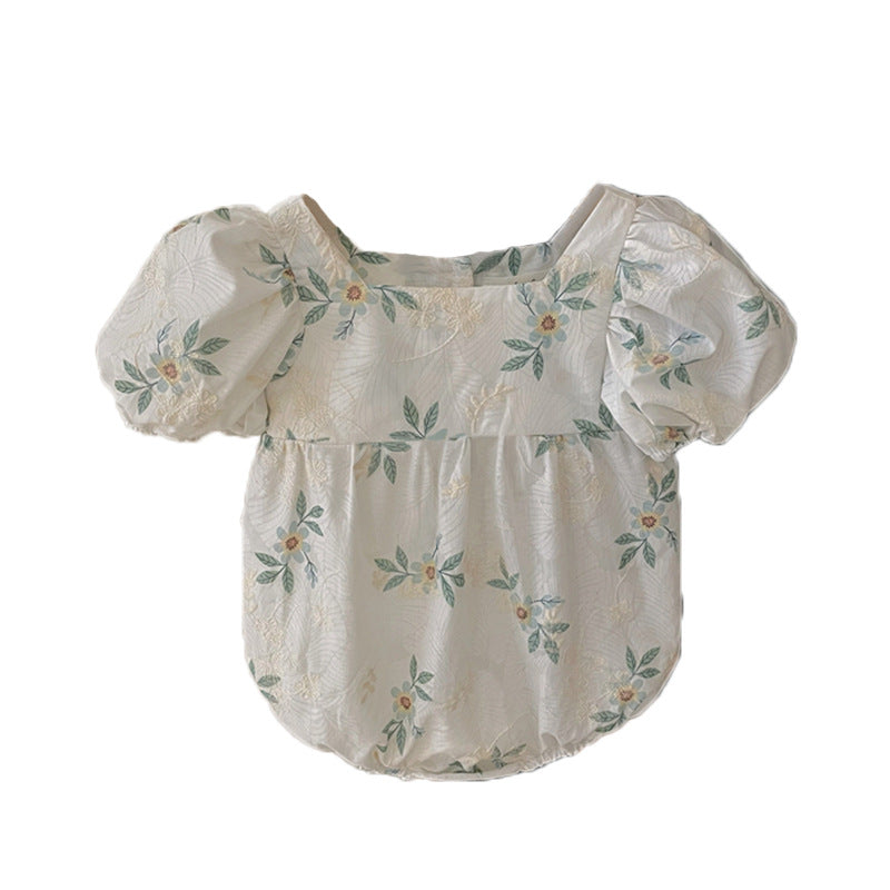 "Spring Flowers" Embroidered Bubble Romper