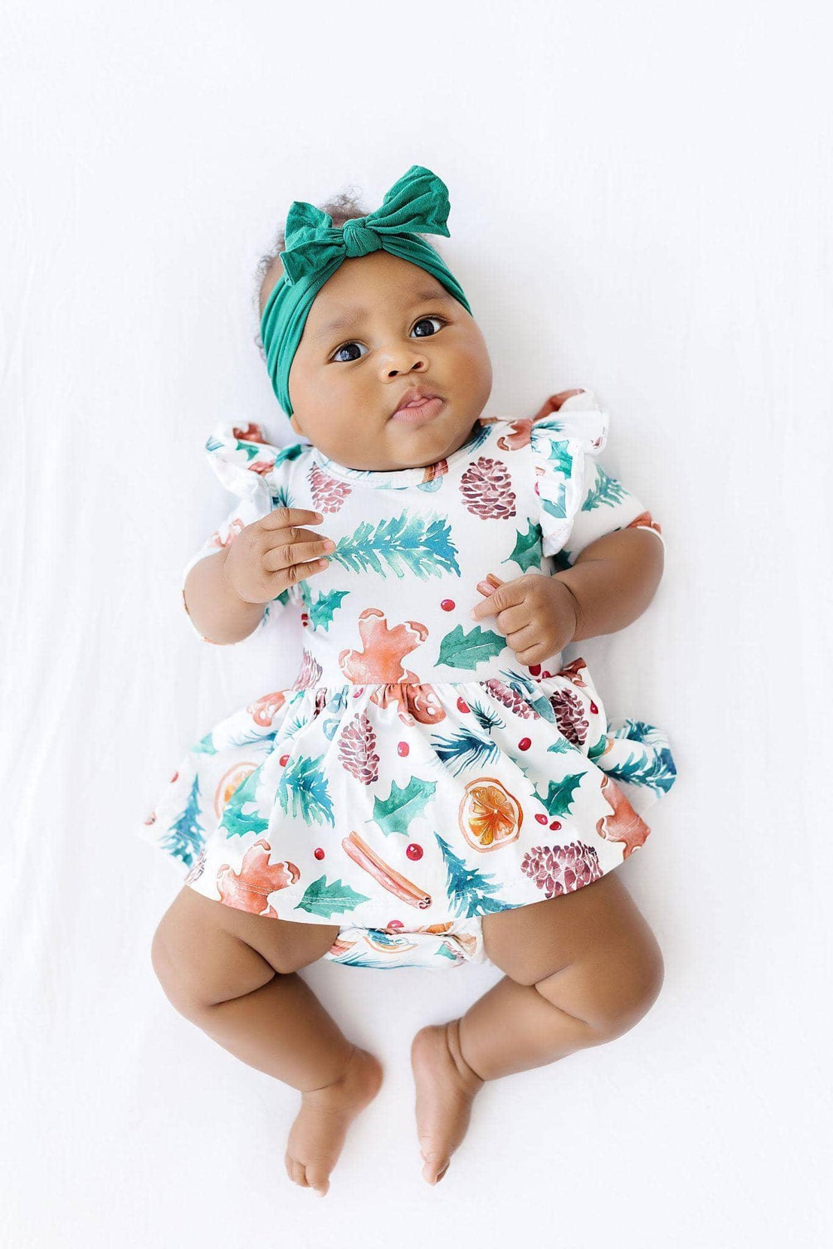 Adorable Classic Christmas Twirl Bodysuit with Flutter Sleeves for Baby Girls - The Palm Beach Baby