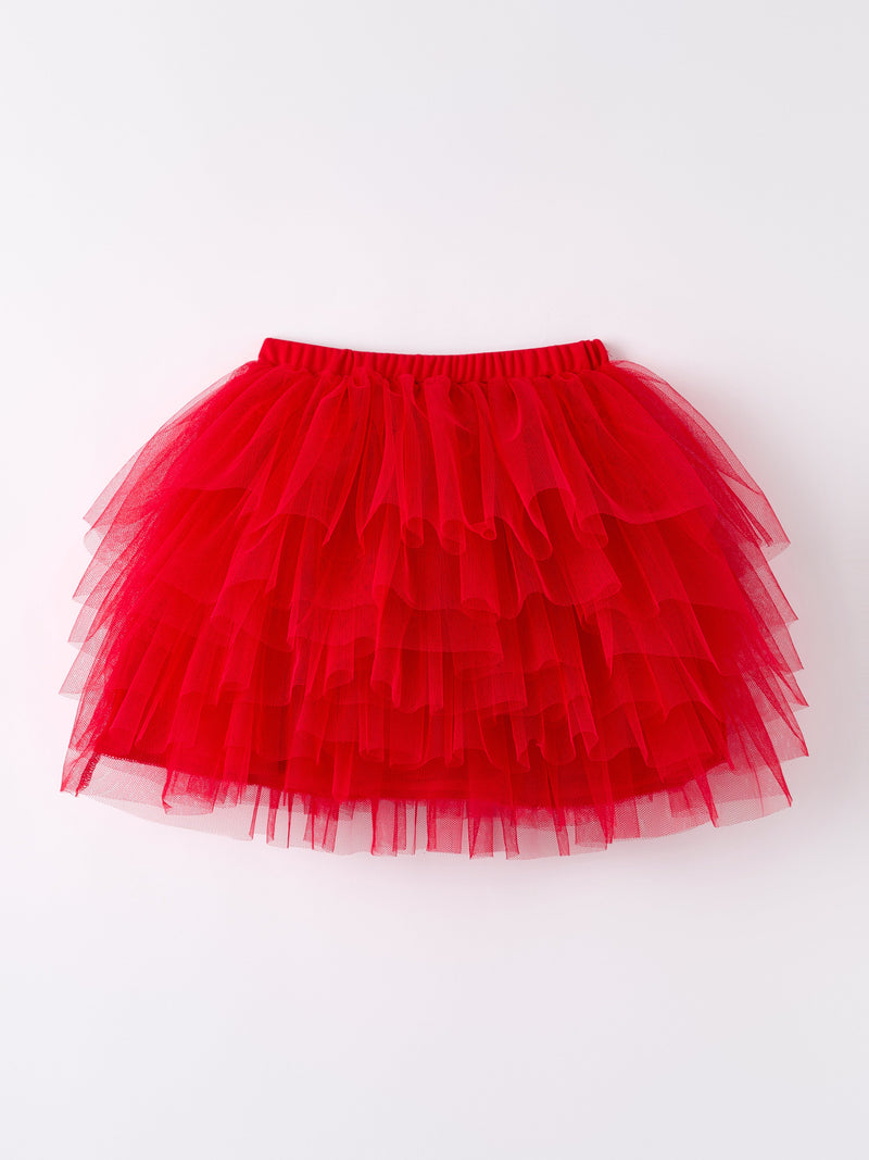 Holiday Red Girls' Tulle Tutu Skirt