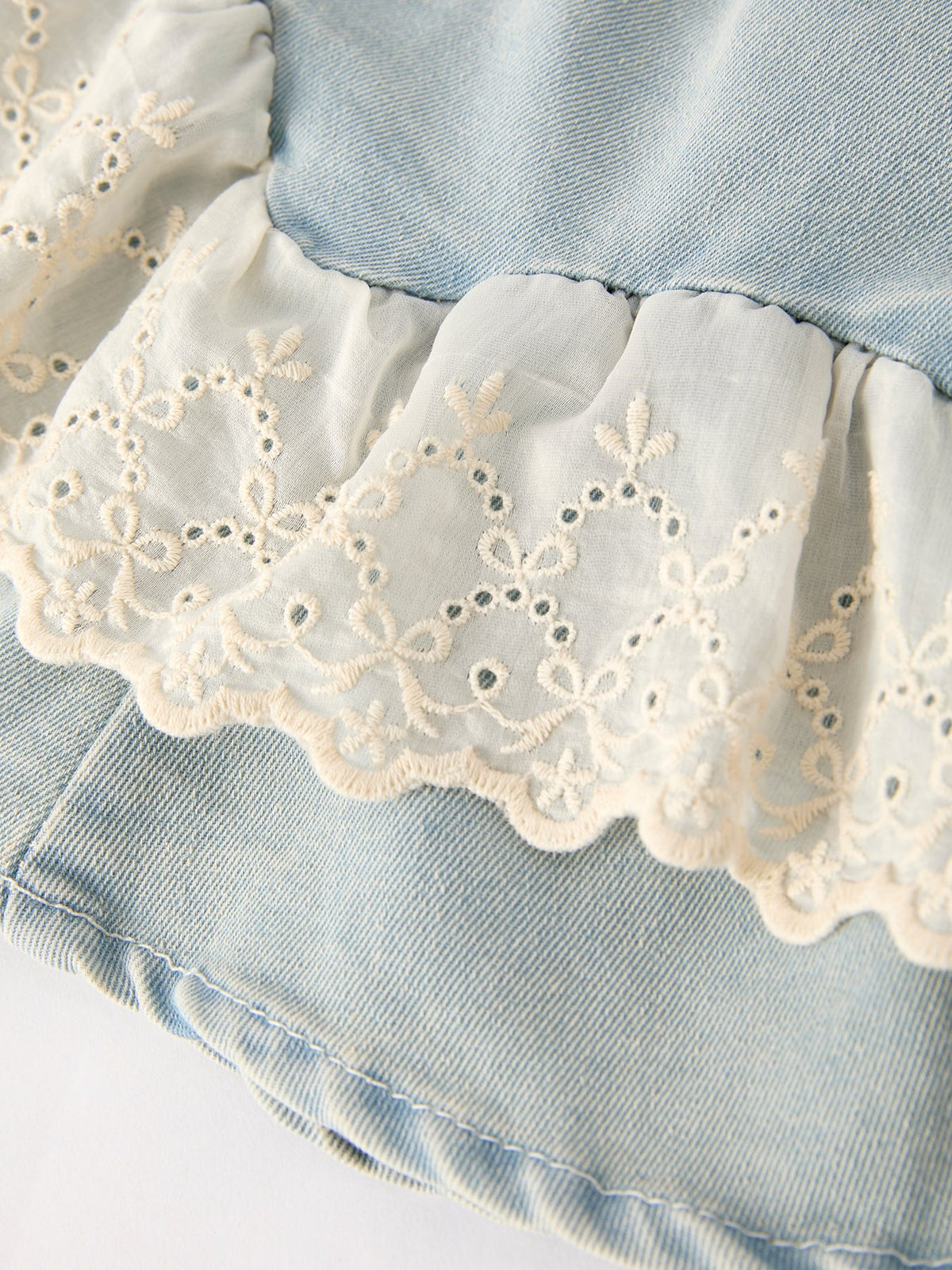 Summer Light Color Denim Lace Girls Set - The Palm Beach Baby Rylee Faith Designs
