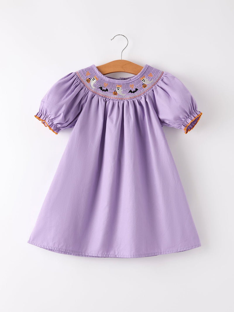 Purple Halloween Smock Embroidery Baby Girl Dress - The Palm Beach Baby Rylee Faith Designs