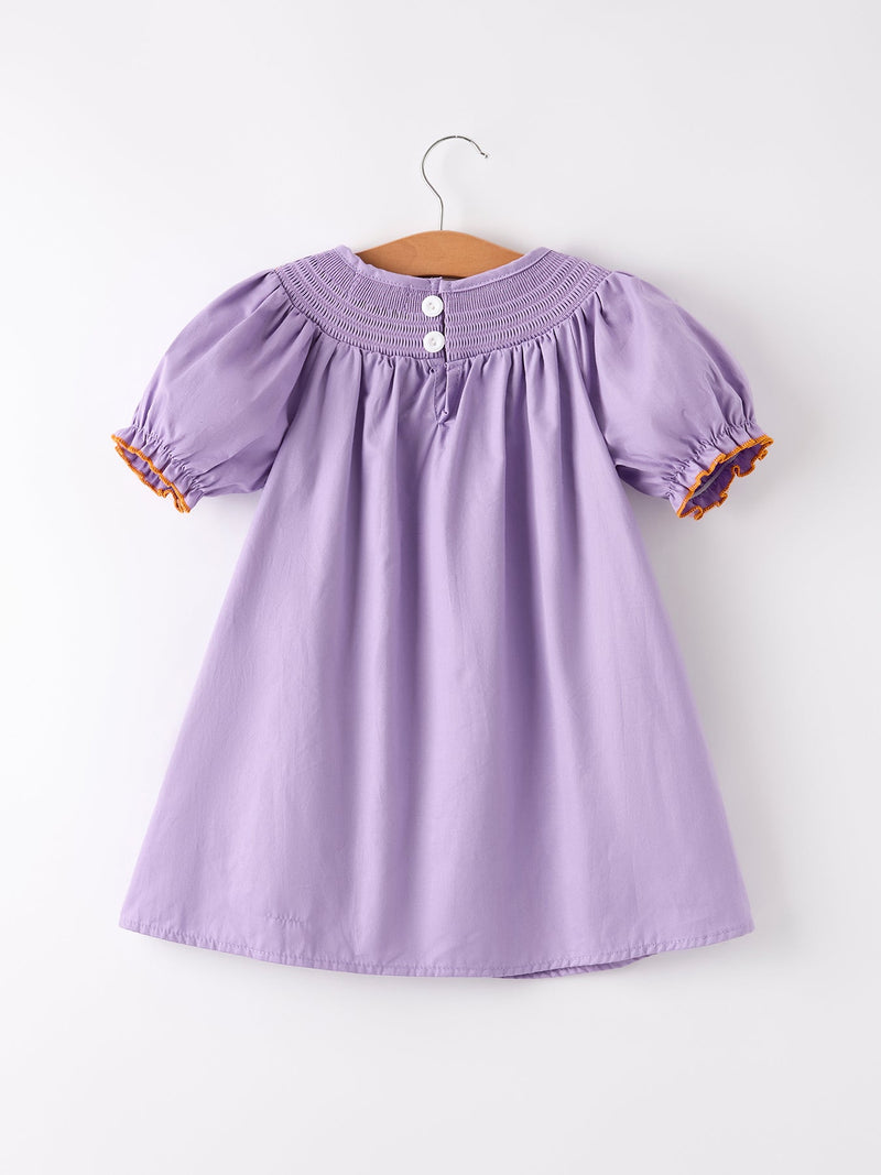 Purple Halloween Smock Embroidery Baby Girl Dress - The Palm Beach Baby Rylee Faith Designs