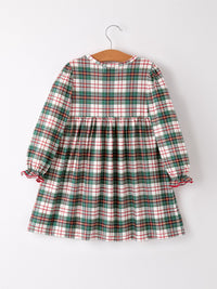 Christmas Embroidered Smocking Bow Plaid Girls Dress - The Palm Beach Baby