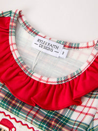 Christmas Embroidered Smocking Bow Plaid Girls Dress - The Palm Beach Baby