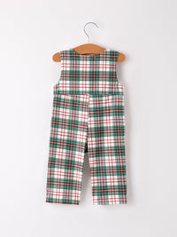 Christmas Jonjon Plaid Smocking Embroidered Boys Romper - The Palm Beach Baby